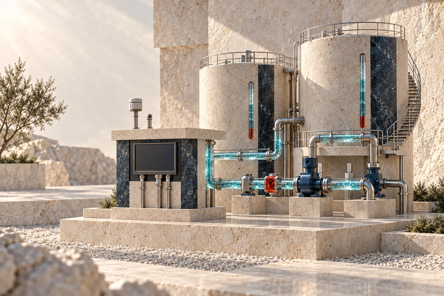 Conceptual industry artwork: connected fuel monitoring, controls and operational infrastructure.